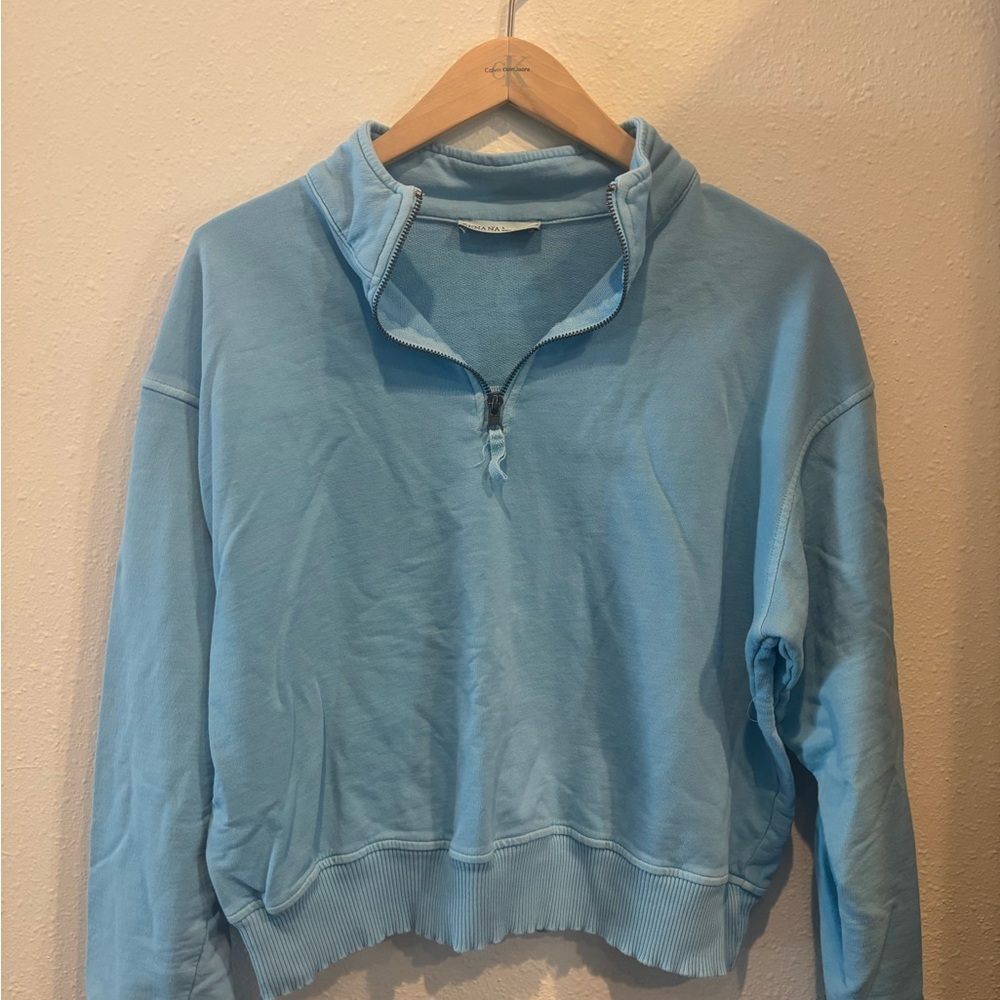 Zenana Sky Blue 1/4 zip Sweatshirt small